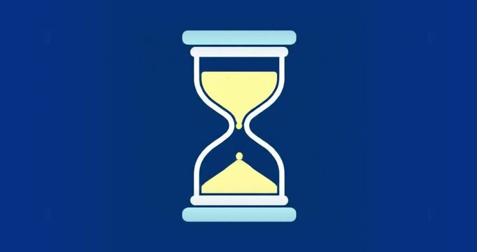 Simple Hourglass Animated Icon on Dark Blue Background