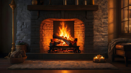 modern living room with fireplace