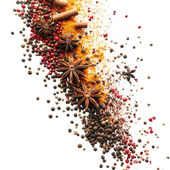 Spices and herbs arrangement on transparent background