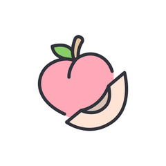 Stylized Peach Illustration Featuring A Slice With Transparent Canvas