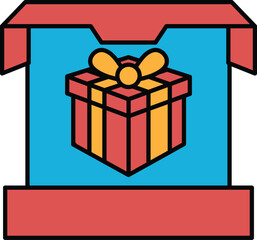 A red box with a yellow bow on top of it