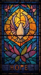 Intricate stained glass window depicting hope.