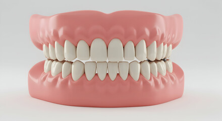 Obraz premium teeth, gums, dental, Full Set of Teeth with Gums 3D Model