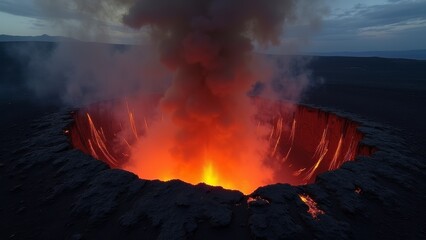 Volcanic lava flow scene
