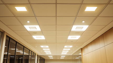 Ceiling lights casting patterns on clean surfaces modern office photography indoor aerial view design aesthetics