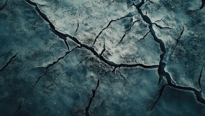 Obraz premium Aerial view of a stunning icy shoreline where turquoise waters meet snow-covered land. creating a beautiful contrast with frosty patterns along the coast