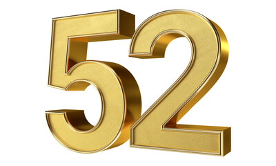 Bling Bling Diamond Gold Number 52 3D Text Effect
