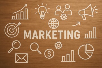 Modern business icons and words