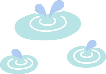 A cute hand-drawn puddle icon with ripples from falling raindrops. Perfect for use in weather scenes, children's content, or nature-inspired illustrations.