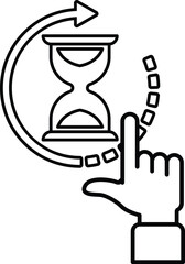 A hand pointing to a clock that is set to the number 3