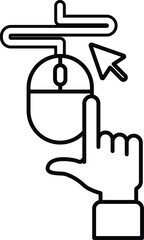 A mouse is pointing to a button