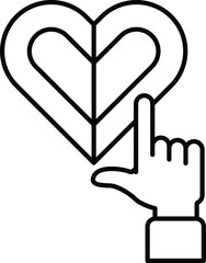 Obraz premium A hand pointing to a heart