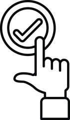 A hand pointing to a check mark