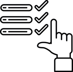 A hand pointing to a check box with a checkmark