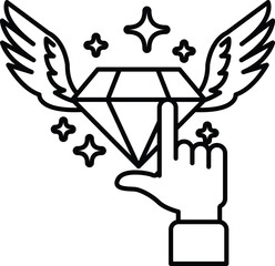 A diamond is hovering above a hand with a finger pointing to it