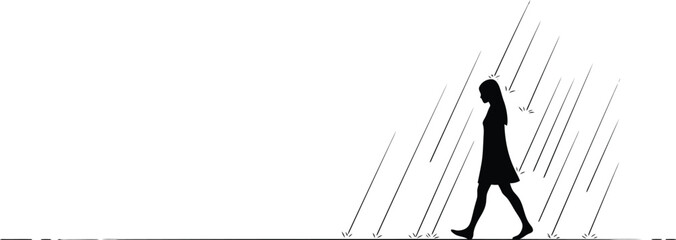 Fototapeta premium Minimalist Vector: Woman in Rain