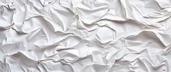 Obraz premium A close-up view of crumpled white paper showcasing intricate textures and shadows. ideal for backgrounds. artistic projects. or creative designs