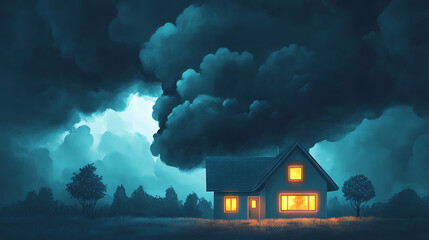  Illustration of a tax audit as a dark storm cloud over a house (1)
