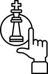 A hand pointing at a chess piece