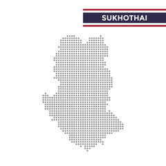 Obraz premium Dotted map of Sukhothai Province in Thailand
