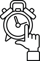 A hand is pointing at a clock that is set to the time of 10:00