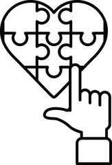 A puzzle piece heart with a finger pointing to it