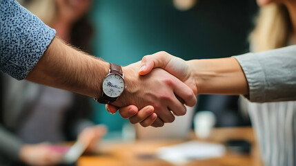 Obraz premium Business partners signing startup agreements in a professional setting (3)