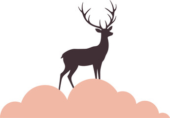 Deer on Cloud Minimalist Vector