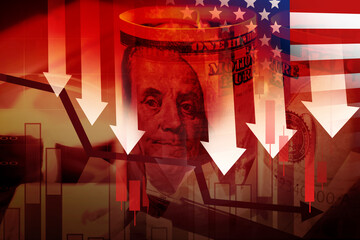 US financial crisis , economic problem , falling down stock market  graph
