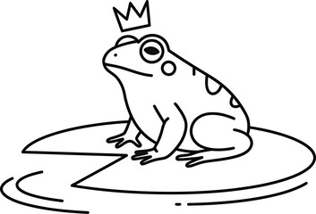 Minimalist Frog on Lily Pad with Crown