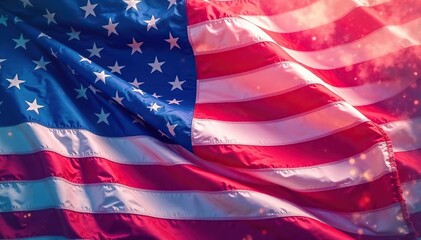 American flag displayed proudly, vibrant colors , display, liberty