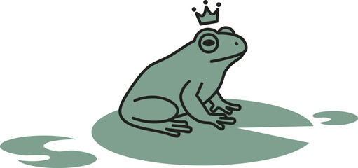Minimalist Frog on Lily Pad with Crown