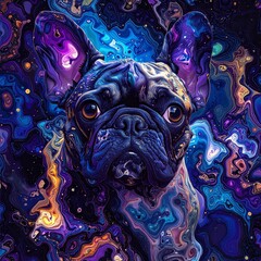 French Bulldog in strange patterns
