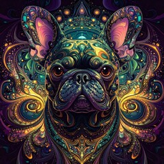 French Bulldog in strange patterns
