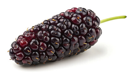 black fresh and ripe mulberry isolated on white background