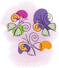 Abstract Watercolor Background with Colorful Butterfly Motifs