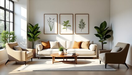 Modern living room design ideas with plants and natural light decor