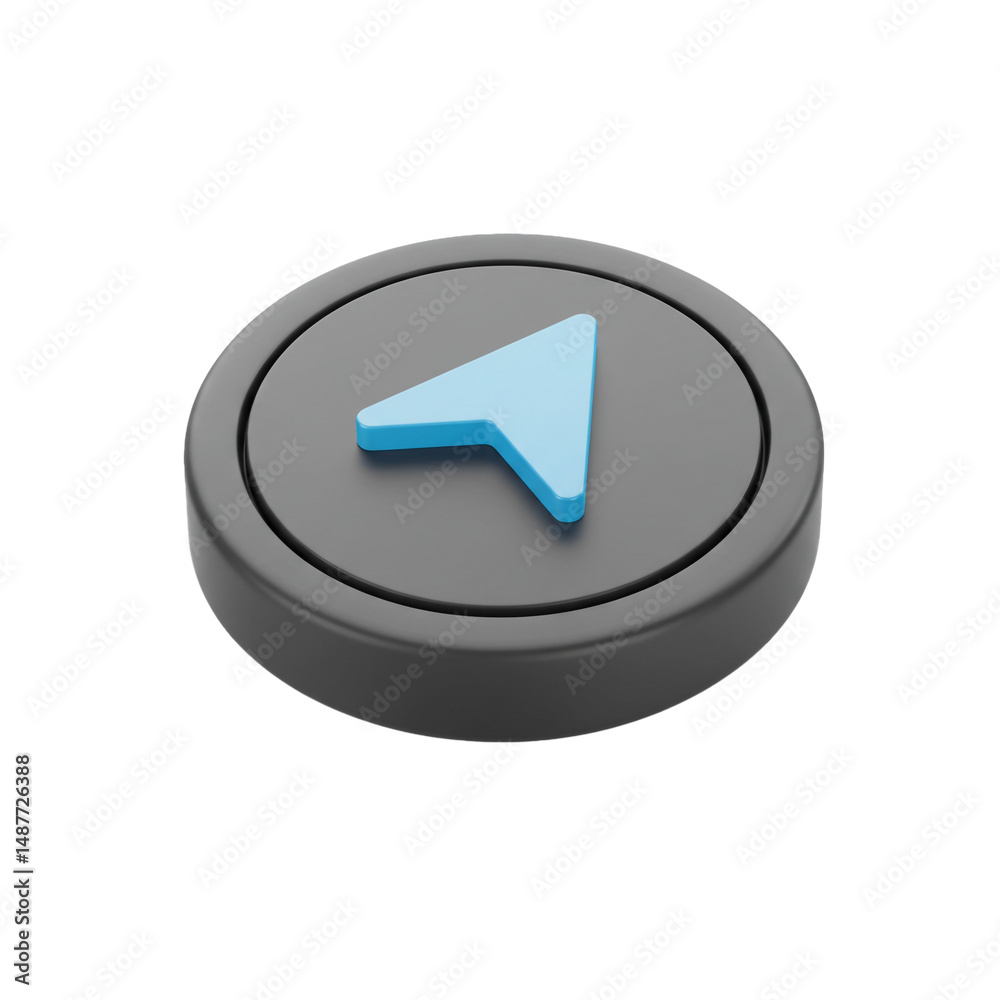 Poster directional guidance and precise navigation symbol represented by a 3d icon for locating landmarks o