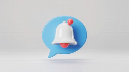 3d render blue notification bell icon
