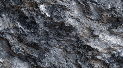 Detailed close up texture of gray and black rough rock formation seamless background