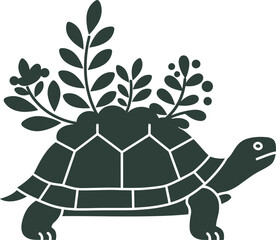 Turtle Carrying Garden Vector Illustration