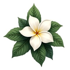 Fototapeta premium Lifelike jasmine blossom and leaves vector artwork.