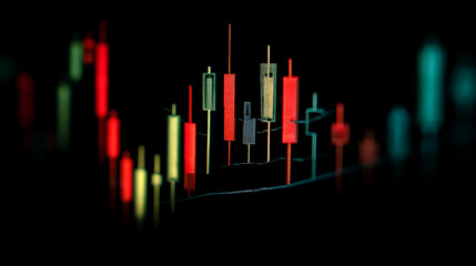 Trading candlestick chart with black background
