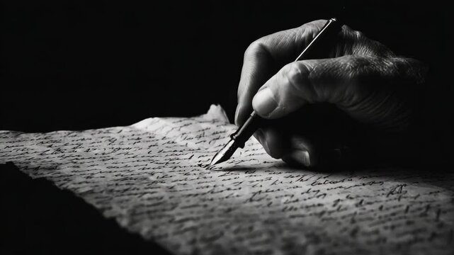 Aged hand writing on aged paper with fountain pen.