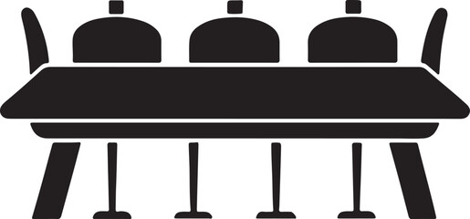 conference table silhouette, black and white silhouette, vector and illustration