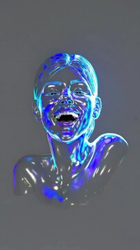 Silhouette chrom&eacute;e souriante futuriste