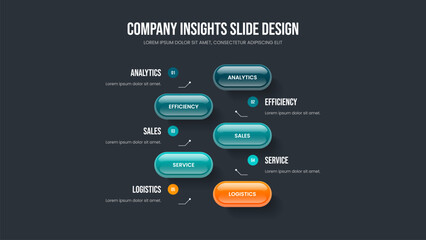 Marketing Profile 5 Element Infographic Frame Layout. Business Planning Five Option Diagram Presentation Design. Professional Analysis Slideshow Template Vector Illustration.