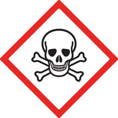 Toxic Hazard Icon, Skull and Crossbones Danger Symbol Vector Illustration for Warning and Safety Signage