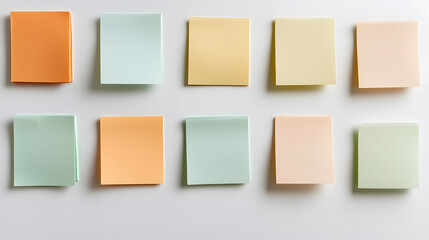 Arranging sticky notes white wall visual art office environment front view creativity concept