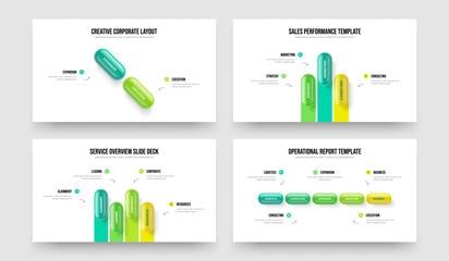 Financial Plan 2 3 4 5 Option Infographic Presentation Layout Bundle. Digital Insight Two Three Four Five Step Diagram Slideshow Template Vector Illustration Set.